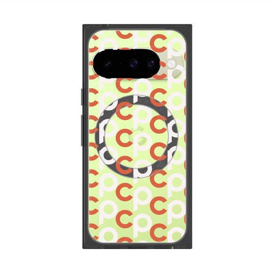 プレミアムスクエアケース with Pixelsnap［ オリジナル - CASEPLAYイニシャル総柄 - オレンジ ］