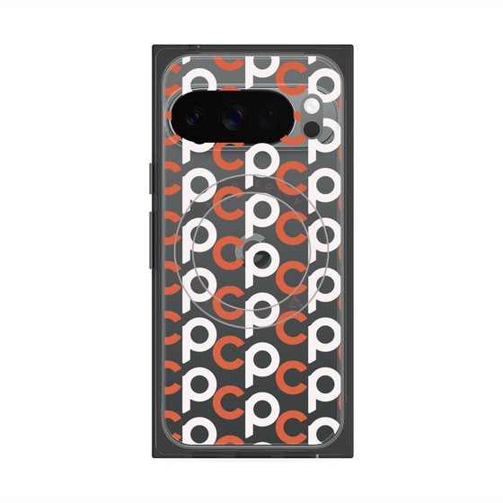 プレミアムスクエアケース with Pixelsnap［ オリジナル - CASEPLAYイニシャル総柄 - オレンジ ］