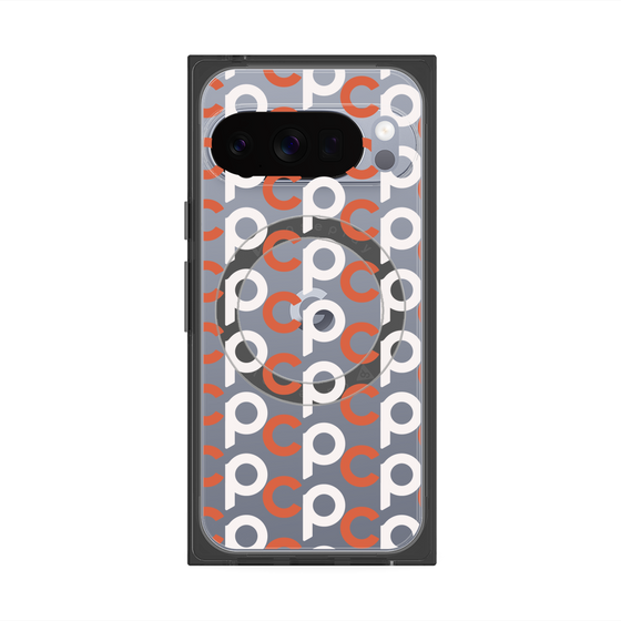 プレミアムスクエアケース with Pixelsnap［ オリジナル - CASEPLAYイニシャル総柄 - オレンジ ］