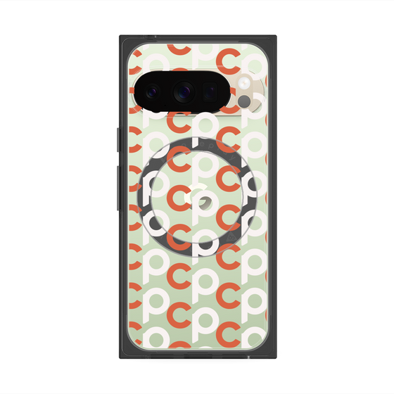 プレミアムスクエアケース with Pixelsnap［ オリジナル - CASEPLAYイニシャル総柄 - オレンジ ］