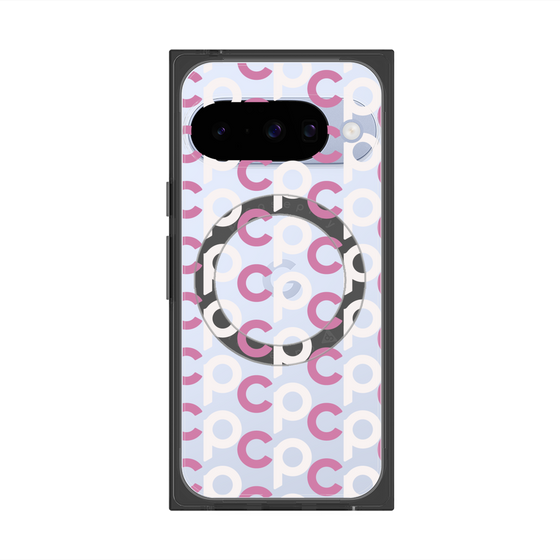 プレミアムスクエアケース with Pixelsnap［ オリジナル - CASEPLAYイニシャル総柄 - ピンク ］