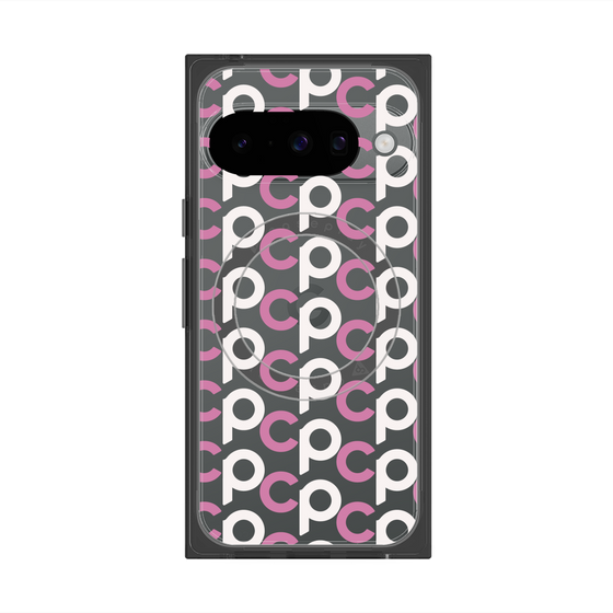 プレミアムスクエアケース with Pixelsnap［ オリジナル - CASEPLAYイニシャル総柄 - ピンク ］