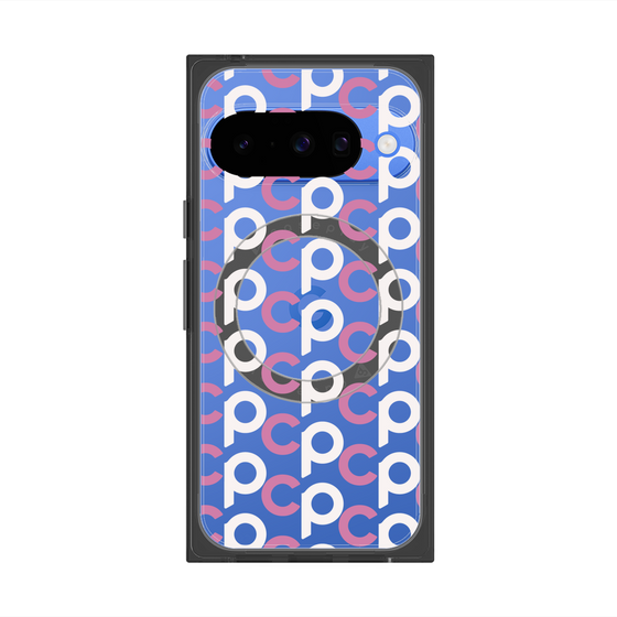 プレミアムスクエアケース with Pixelsnap［ オリジナル - CASEPLAYイニシャル総柄 - ピンク ］