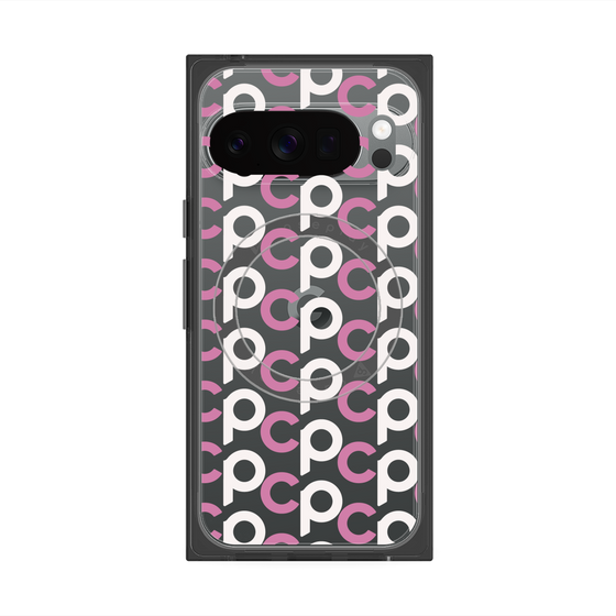 プレミアムスクエアケース with Pixelsnap［ オリジナル - CASEPLAYイニシャル総柄 - ピンク ］