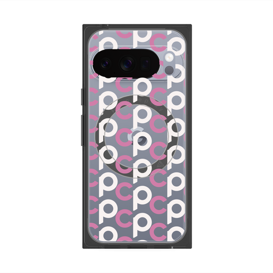 プレミアムスクエアケース with Pixelsnap［ オリジナル - CASEPLAYイニシャル総柄 - ピンク ］