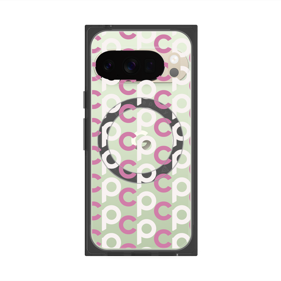プレミアムスクエアケース with Pixelsnap［ オリジナル - CASEPLAYイニシャル総柄 - ピンク ］