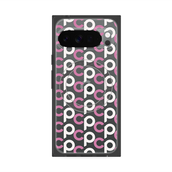 プレミアムスクエアケース with Pixelsnap［ オリジナル - CASEPLAYイニシャル総柄 - ピンク ］