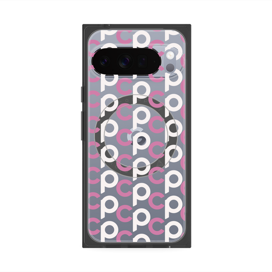 プレミアムスクエアケース with Pixelsnap［ オリジナル - CASEPLAYイニシャル総柄 - ピンク ］