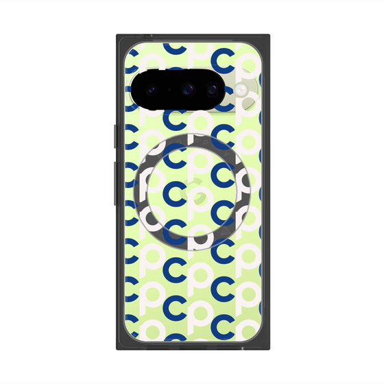 プレミアムスクエアケース with Pixelsnap［ オリジナル - CASEPLAYイニシャル総柄 - ネイビー ］