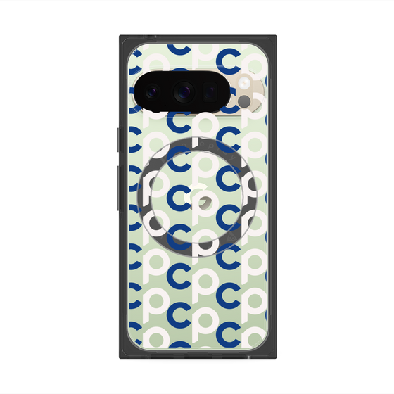 プレミアムスクエアケース with Pixelsnap［ オリジナル - CASEPLAYイニシャル総柄 - ネイビー ］