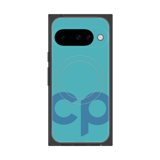 プレミアムスクエアケース with Pixelsnap［ オリジナル - CASEPLAYイニシャル - ライトブルー ］