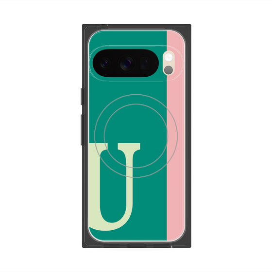 プレミアムスクエアケース with Pixelsnap［ オリジナル - initial color line - U green ］