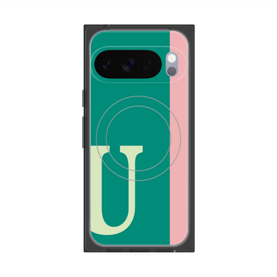 プレミアムスクエアケース with Pixelsnap［ オリジナル - initial color line - U green ］