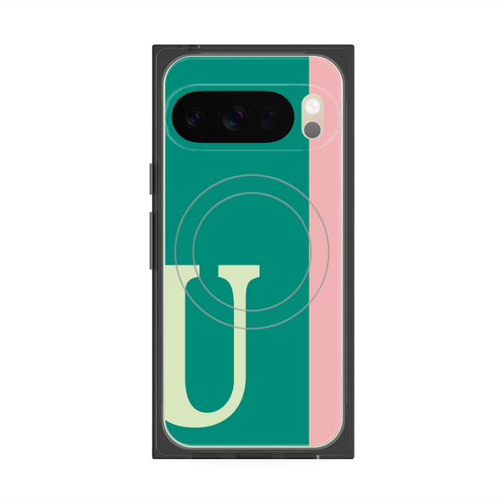 プレミアムスクエアケース with Pixelsnap［ オリジナル - initial color line - U green ］