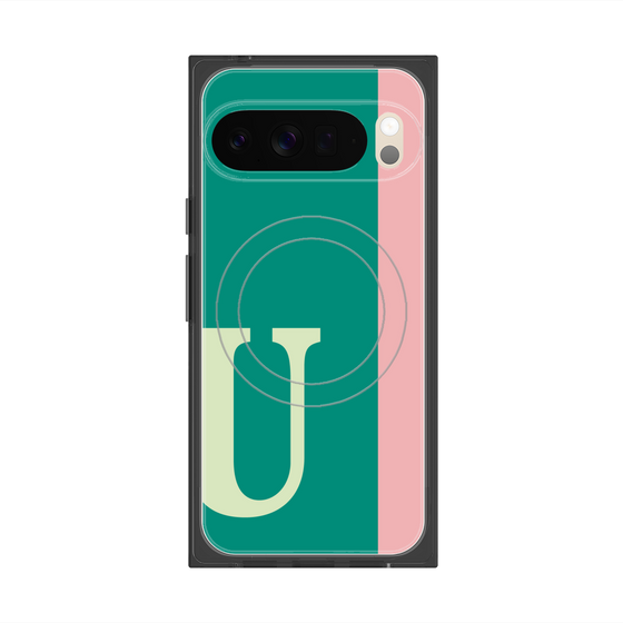 プレミアムスクエアケース with Pixelsnap［ オリジナル - initial color line - U green ］