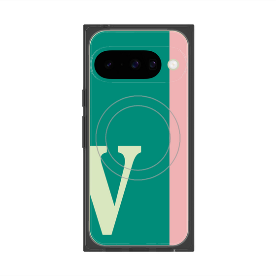 プレミアムスクエアケース with Pixelsnap［ オリジナル - initial color line - V green ］