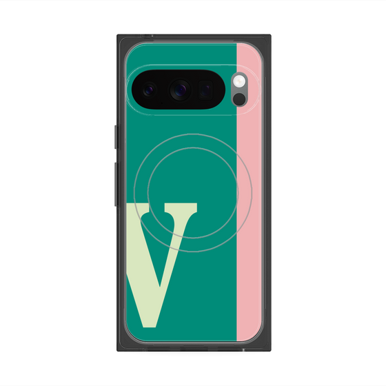 プレミアムスクエアケース with Pixelsnap［ オリジナル - initial color line - V green ］