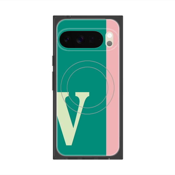 プレミアムスクエアケース with Pixelsnap［ オリジナル - initial color line - V green ］