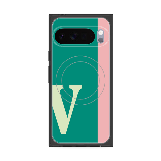 プレミアムスクエアケース with Pixelsnap［ オリジナル - initial color line - V green ］