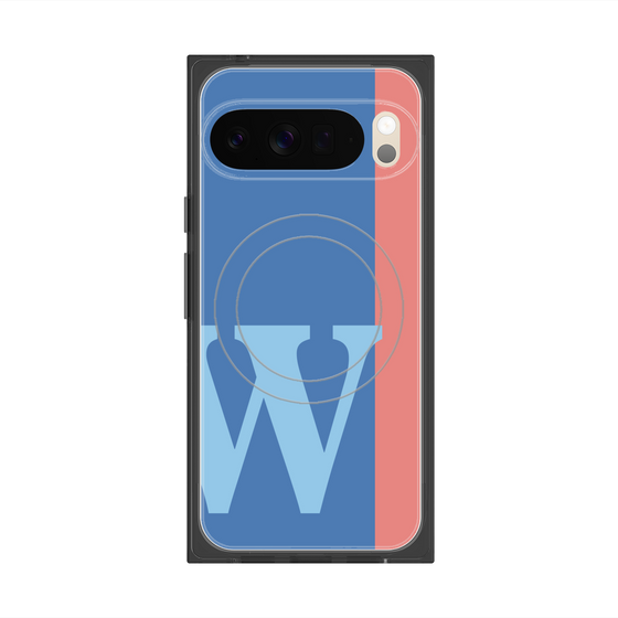 プレミアムスクエアケース with Pixelsnap［ オリジナル - initial color line - W blue ］