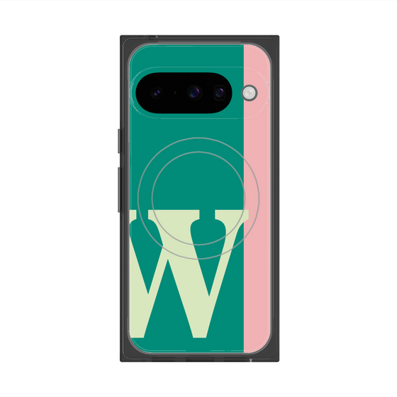 プレミアムスクエアケース with Pixelsnap［ オリジナル - initial color line - W green ］