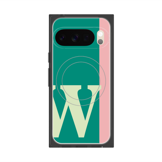 プレミアムスクエアケース with Pixelsnap［ オリジナル - initial color line - W green ］