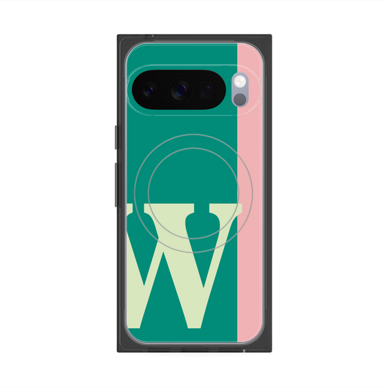 プレミアムスクエアケース with Pixelsnap［ オリジナル - initial color line - W green ］
