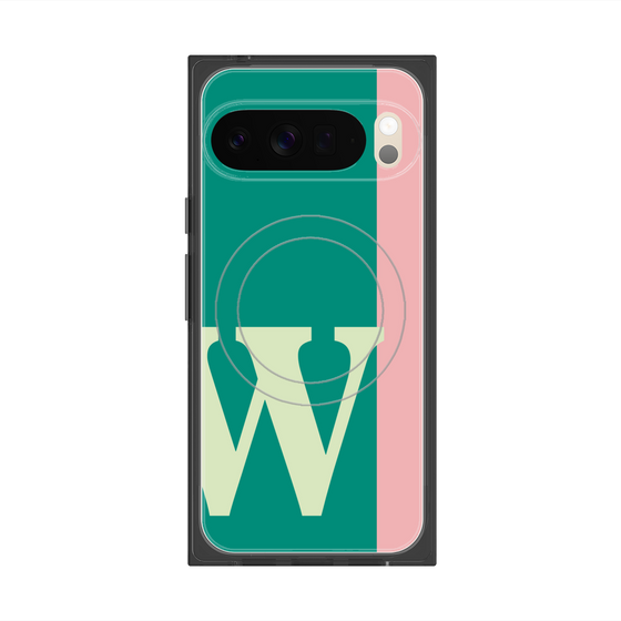 プレミアムスクエアケース with Pixelsnap［ オリジナル - initial color line - W green ］