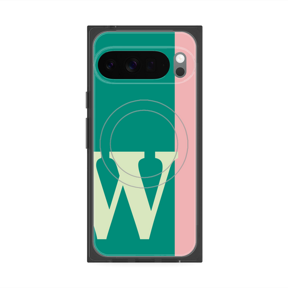 プレミアムスクエアケース with Pixelsnap［ オリジナル - initial color line - W green ］