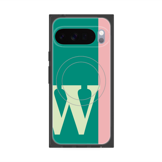 プレミアムスクエアケース with Pixelsnap［ オリジナル - initial color line - W green ］