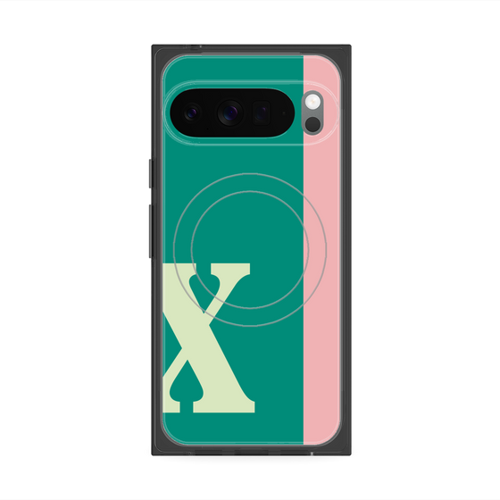 プレミアムスクエアケース with Pixelsnap［ オリジナル - initial color line - X green ］