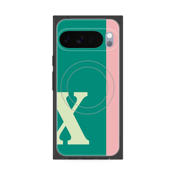 プレミアムスクエアケース with Pixelsnap［ オリジナル - initial color line - X green ］