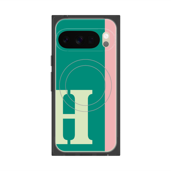 プレミアムスクエアケース with Pixelsnap［ オリジナル - initial color line - H green ］