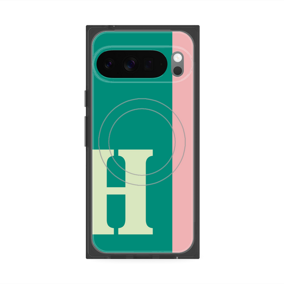 プレミアムスクエアケース with Pixelsnap［ オリジナル - initial color line - H green ］