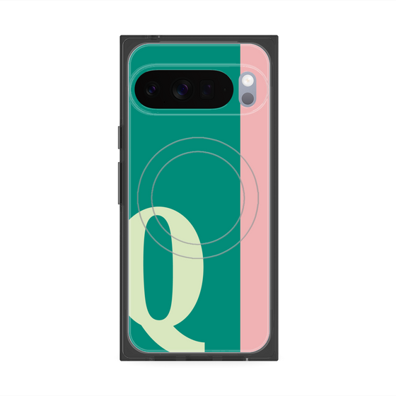 プレミアムスクエアケース with Pixelsnap［ オリジナル - initial color line - Q green ］