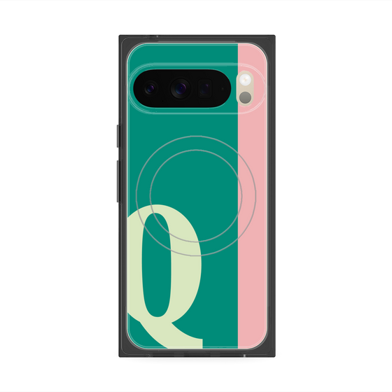 プレミアムスクエアケース with Pixelsnap［ オリジナル - initial color line - Q green ］