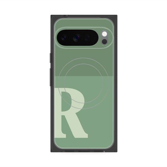 プレミアムスクエアケース with Pixelsnap［ オリジナル - initial two tone - R green ］