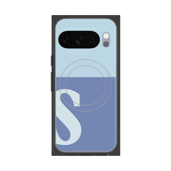プレミアムスクエアケース with Pixelsnap［ オリジナル - initial two tone - S blue ］