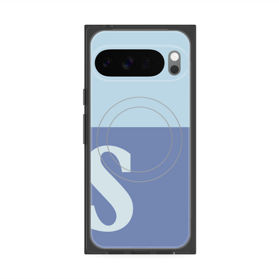 プレミアムスクエアケース with Pixelsnap［ オリジナル - initial two tone - S blue ］