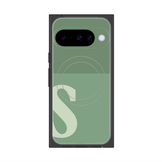プレミアムスクエアケース with Pixelsnap［ オリジナル - initial two tone - S green ］