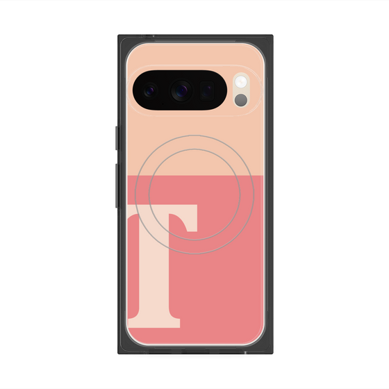 プレミアムスクエアケース with Pixelsnap［ オリジナル - initial two tone - T pink ］