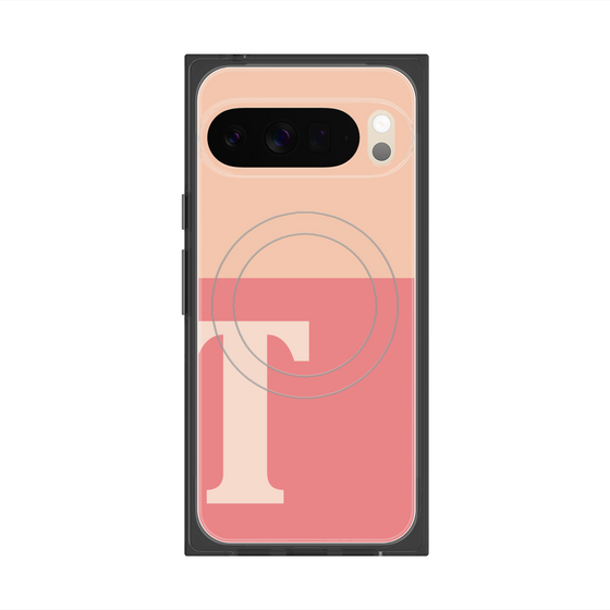 プレミアムスクエアケース with Pixelsnap［ オリジナル - initial two tone - T pink ］