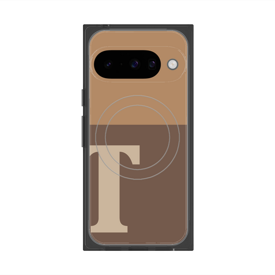 プレミアムスクエアケース with Pixelsnap［ オリジナル - initial two tone - T brown ］