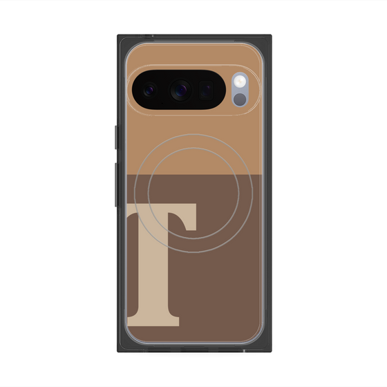 プレミアムスクエアケース with Pixelsnap［ オリジナル - initial two tone - T brown ］