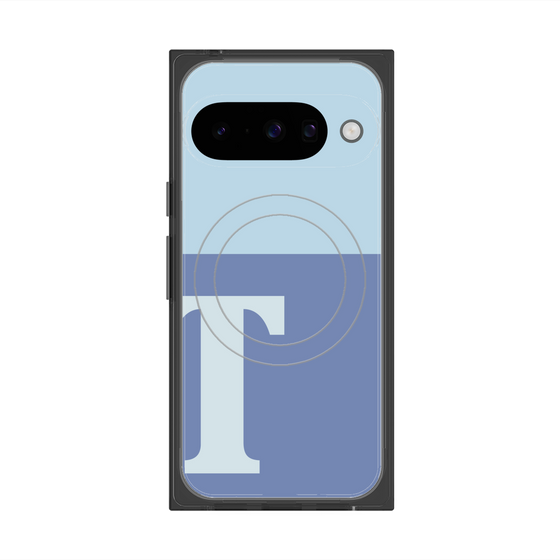 プレミアムスクエアケース with Pixelsnap［ オリジナル - initial two tone - T blue ］