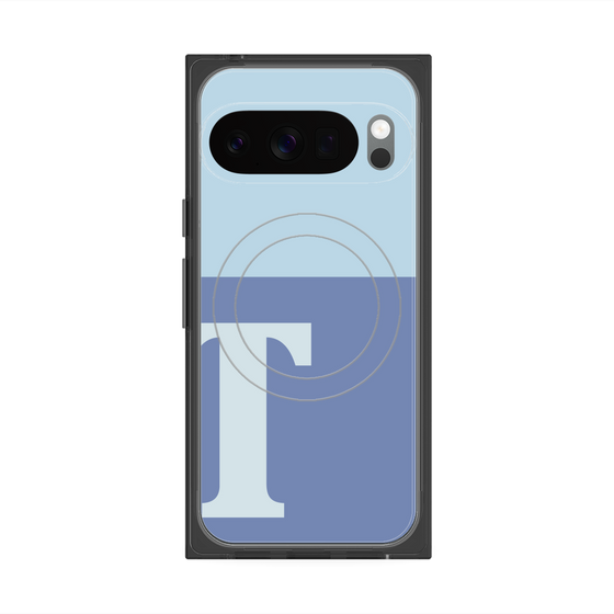プレミアムスクエアケース with Pixelsnap［ オリジナル - initial two tone - T blue ］