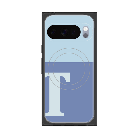 プレミアムスクエアケース with Pixelsnap［ オリジナル - initial two tone - T blue ］