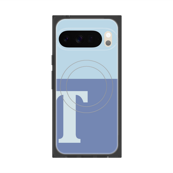 プレミアムスクエアケース with Pixelsnap［ オリジナル - initial two tone - T blue ］