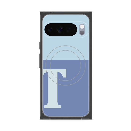 プレミアムスクエアケース with Pixelsnap［ オリジナル - initial two tone - T blue ］