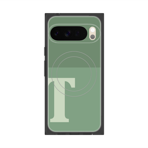 プレミアムスクエアケース with Pixelsnap［ オリジナル - initial two tone - T green ］